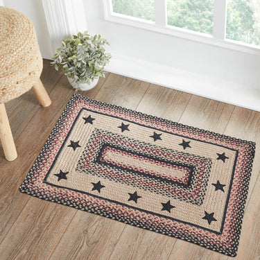 Colonial Star Jute Braided Rug Rect. with Rug Pad 2'x3' VHC Brands - The Fox Decor